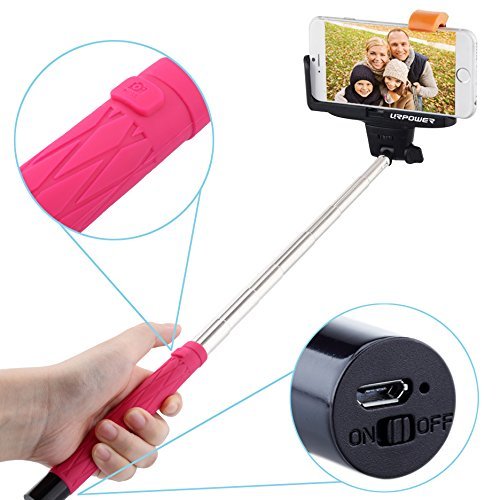 Selfie Stick,URPOWER® Extendable Bluetooth Self-portrait Monopod Selfie Stick Pole for iPhone 6 Plus, 6 5s 5c 5 4s 4, Samsung Galaxy S6 S6 Edge S5 S4 and Other Android Smartphones.