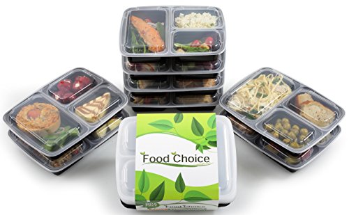 New Design Bento Lunch Box Style Food Containers - 3 Compartment, Stackable , BPA free , Freezer , Dishwasher and Microwave Safe for Meal Prep , Portion Control and Food Storage - Suitable for Adults and Children ( set of 8 )