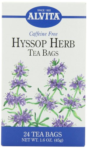Alvita Tea Bags, Hyssop Herb, Caffeine Free, 24 tea bags (1.6 oz) 45 g (Pack of 3)