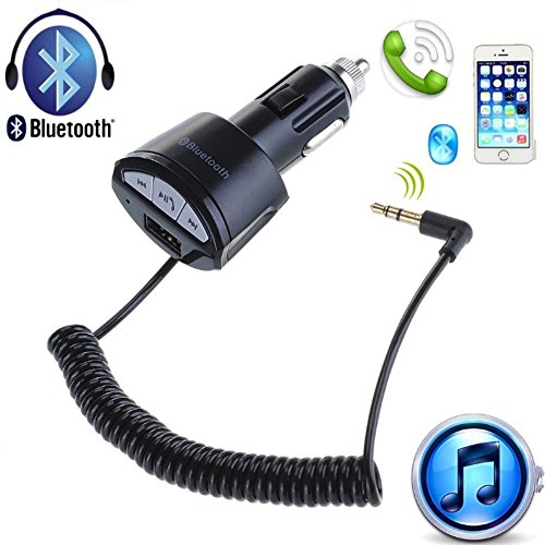 IMAGE® A2DP 3.5mm AUX Stereo Audio Receiver Car Bluetooth Adapter Hands Free USB Charger for iPhone 5S/iPhone 6/Samsung Galaxy S5 S4 S3(Only Support the Cars whose Radio has an AUX Port!)