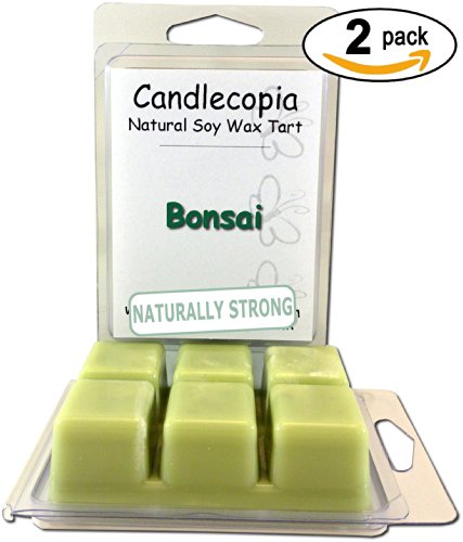Candlecopia Bonsai 6.4 oz Scented Wax Melts - Reminiscent of a clean bamboo forest - 2-Pack of naturally strong scented soy wax cubes throw 50+ hours of fragrance when melted in Scentsy®, Yankee Candle® or standard electric tart warmer