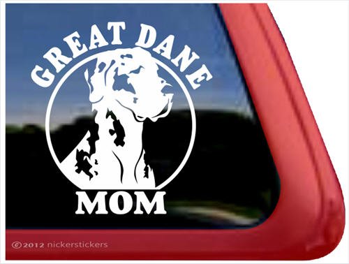 Great Dane Mom ~ Harlequin Great Dane Vinyl Window Auto Decal Sticker