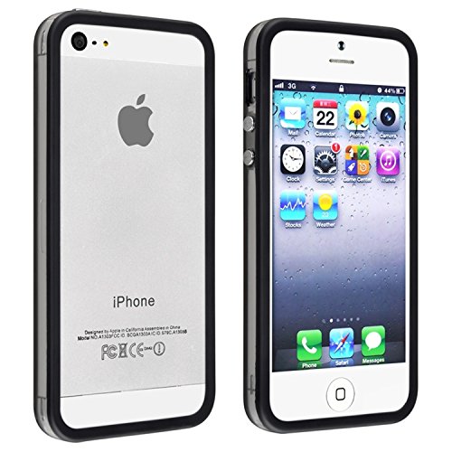 Kobwa(TM) Bumper Case for Apple iPhone 5, 5G (AT&T, Verizon, Sprint, International) - (Black & Clear)