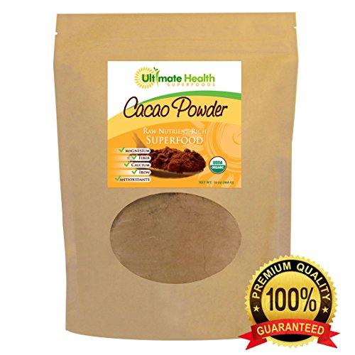 Ultimate Health Super Foods Raw Certified Organic Cacao Powder, Best Premium Vegan & Unsweetend Raw Cacao, 16oz