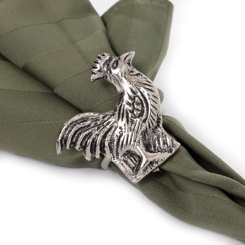 Star Home Rooster Napkin Rings, Set of 4