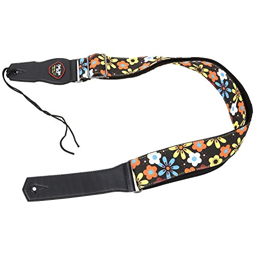 Mugig Strap Adjustable Soft Cotton Guitar Bass Strap with Leather Ends
