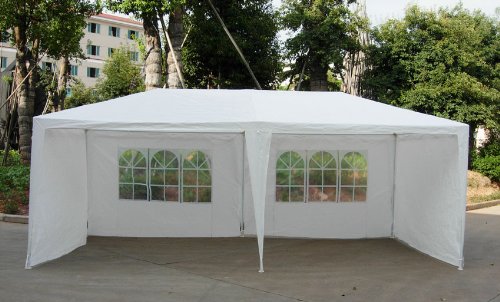 Puregadgets (c) Conrad Waterproof 3m x 6m PE Gazebo Marquee Awning Party Tent Canopy White Awning With Side Panels 120g PE Power Coated Steel Frame