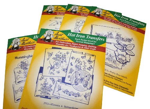Aunt Martha's Iron On Transfer Patterns for Stitching, Embroidery or Fabric Painting