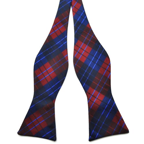 Pensee Mens Self Bow Tie Multi-color Plaids & Checked Jacquard Woven Silk Bow Ties