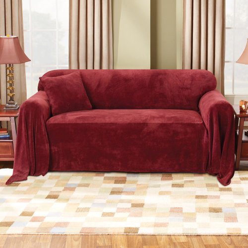 Plush Sofa 70 X 170 Furniture Throw / Blanket - Red Burgundy