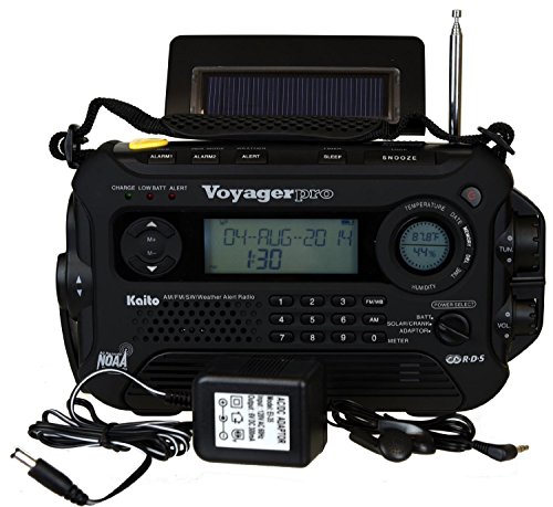 KA600 BLACK Solar/Crank AM/FM/SW NOAA Weather Radio, BONUS AC adapter/charger, Bonus Reel Antenna, 5-LED reading lamp, 3-LED flashlight