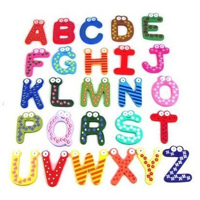 niceEshop(TM) Colorful Funky Fun Magnetic Alphabet/ Wooden Fridge Magnets Kids Educational toys +Free niceEshop Cable Tie