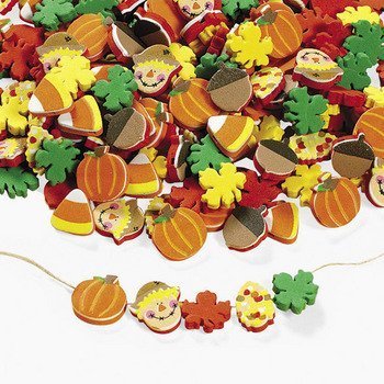 500 Fabulous Foam Thanksgiving Harvest Mix Bead Assortment - Turkey Fall Leaves Pumpkin Art & Craft Supplies & Kids' Beading Supplies
