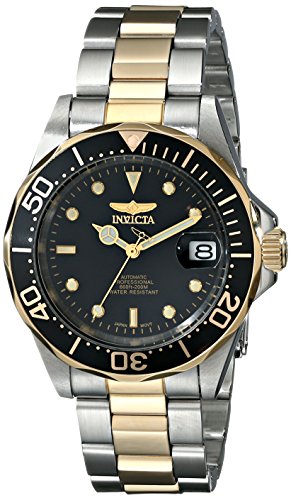 INVICTA Pro Diver Men's Automatic Watch with Black Dial Analogue Display and Multicolour Gold Plated Bracelet 8927