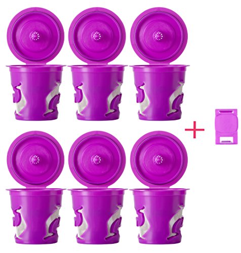 GOLOHO Reusable Purple K-cups Refillable capsule& Freedom Smart Clip For Keurig 2.0 Single Brewing Systems