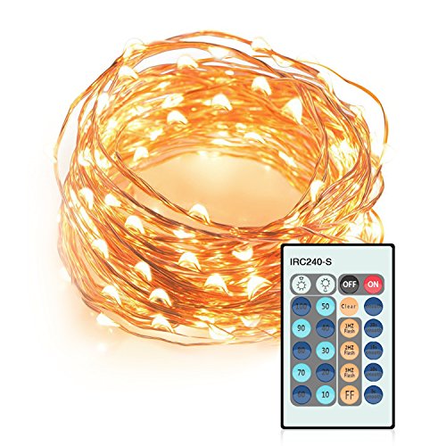 LED String Lights, LDesign 33 ft Dimmable 100 LEDs Copper Wire Lights with Remote Control for Gardens, Homes, Dancing and Christmas Party - Warm White