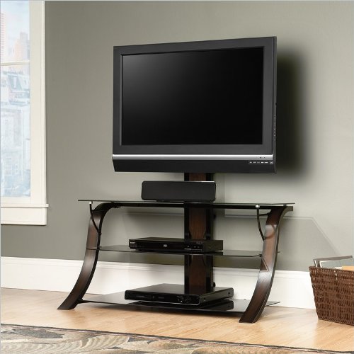 Sauder Veer Panel TV Stand with TV Mount, SGS Non-Wood Finish