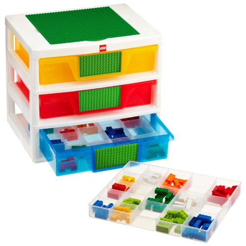 IRIS LEGO 3-Drawer Sorting System with 1 Large LEGO Building Base Plate and 4 Removable Divider Trays