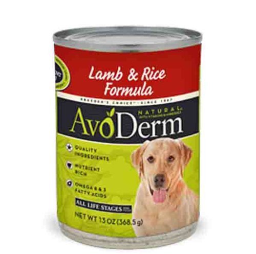 AvoDerm Natural Lamb Meal and Brown Rice Formula Adult Dog Food, 13-Ounce Cans, Case of 12