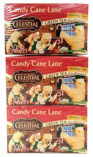 Candy Cane Lane Green Tea Decaf 20 Bags. 3 Pack