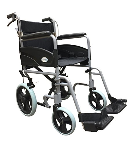 Ultra Lightweight Folding Transit Travel Transport Wheelchair With Handbrakes