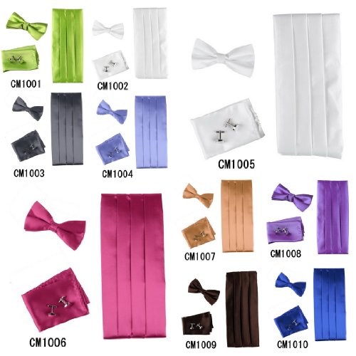 EIA1E01 Multicolored Silk Solid Cummerbund for Mens Gift Bow Tie Set By Epoint
