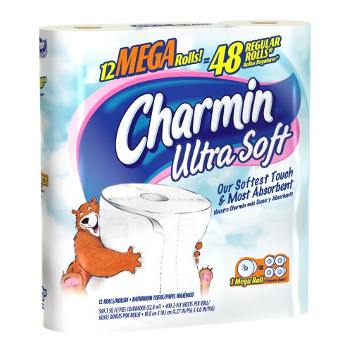 Charmin Ultra Soft 12 Mega Rolls, 352 2-Ply Sheets per Roll (Pack of 4)