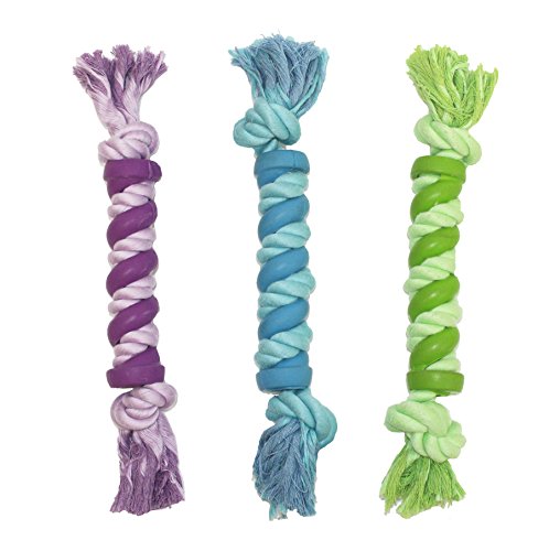 Multipet Nuts for KnotsTM Rope/Rubber Twist-Bone (Assorted Colors) - 12 dog toy