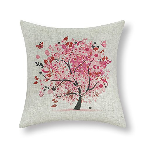 Euphoria CaliTime Cushion Cover Throw Pillow Shell Butterflies Floral Tree 18 X 18 Inches Pink