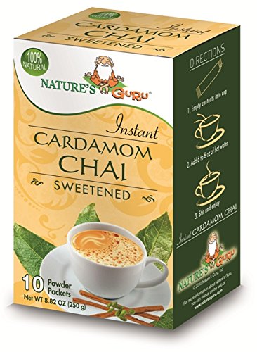 Natures Guru Cardamom Chai Sweetened Drink Mix - Pack Of 8