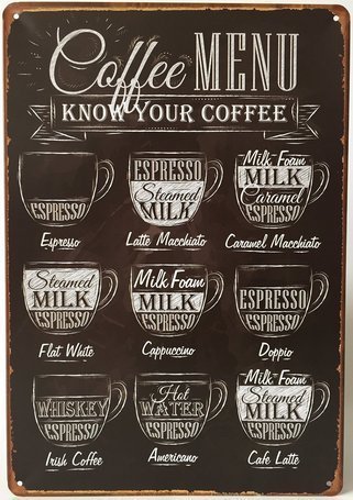 Uniquelover Coffee Menu Express Cafe Latte Retro Vintage Tin Sign 12 X 8 Inches