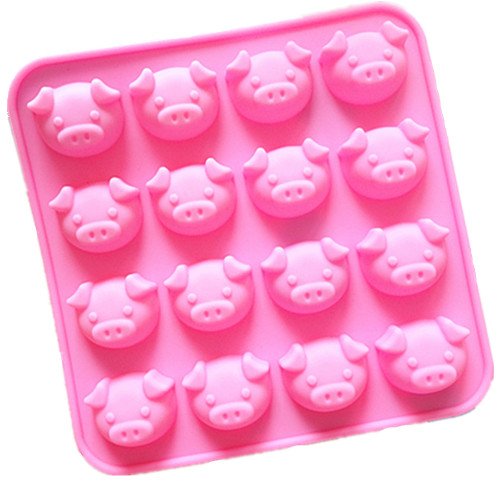 DreamHank Silicone Candy Chocolate Pastry Making Molds Cake Baking Mold Baking Tray Cute Shapes Love Heart, Flowers shaped, animal shaped for Making Homemade Cake, Candy, Chocolate, Gummy, Ice, Crayons, Jelly, and More(2 Sets) (Piggy)