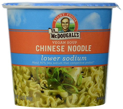 Dr. McDougall's Right Foods Vegan Chinese Noodle Soup, Lower Sodium, 1.4-Ounce Cups (Pack of 6)