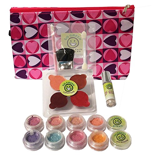 Make Up Kit - 17 Pieces includes Free Designer Bag, Cert. Organic Make Up for Girls, Real Make Up for Kids Pretend Play, Even for The Most Sensitive Skin, Best For Costumes and Parties, Made in US