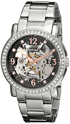 Stuhrling Original Women's 531L.111154 Classic Delphi Canterbury Automatic Skeleton Swarovski Crystal Accented Grey Dial Watch