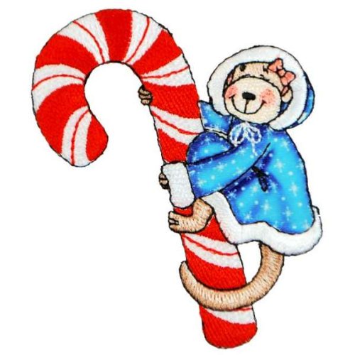 Expo BZP88515 Iron-on Embroidered Applique Bazooples, Molly Monkey on Candy Cane