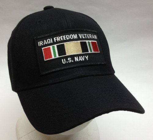 OIF Operation Iraqi Freedom Veteran Ribbon Black Ball Cap Hat US Navy