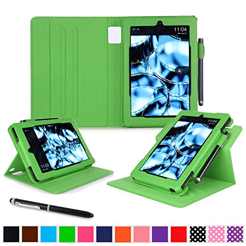 Kindle Fire HD 7 2014 Case, roocase Dual View 2014 Fire HD 7 Folio Case with Sleep / Wake Smart Cover with Multi-Viewing Stand for Amazon Kindle Fire HD 7 Tablet (4th Generation - 2014 Model), Green