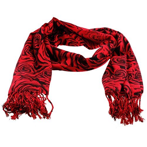 Red and Black Rose Infinity Scarf Shawl for Girls Women Best Valentine Mother Day Gift