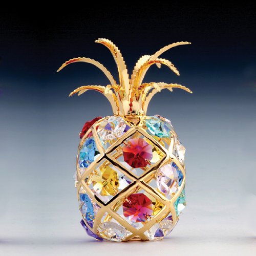 24k Gold-Plated Swarovski Crystal Figurine - Pineapple (Multi-Colored Crystals)