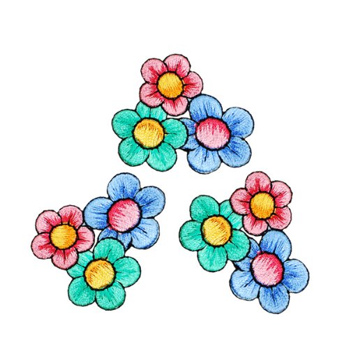 Expo Iron-on Embroidered Applique Patches, BaZooples Flower Cluster, 3-Pack