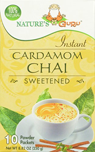Nature's Guru Instant Cardamom Chai Sweetened, 10-Count (Pack of 4)