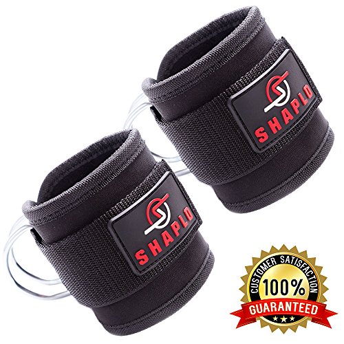 Shaplo High Quality Fitness Ankle Straps for Cable Machines ? Pair of 2 Ankle Cuff Straps ? Supports Ankles for More Effective Glute, Leg & Ab Exercises ? Adjustable Fit ? Choice of Premium Neoprene or Genuine Leather Construction