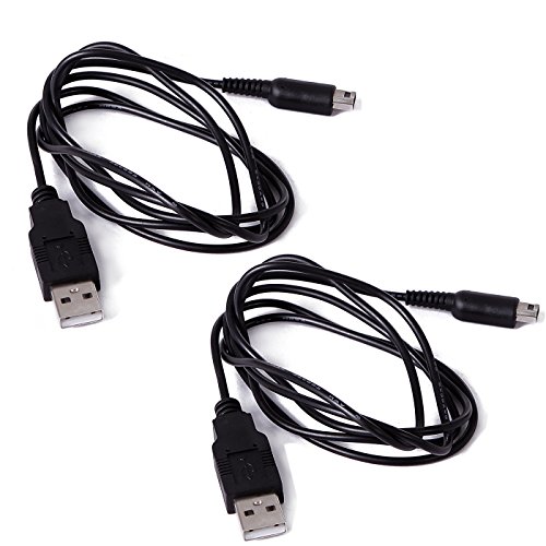 HDE 2 Pack USB Charger Power Cable for Nintendo 3DS XL, 3DS, 2DS, DSi XL, DSi, NEW 3DS XL