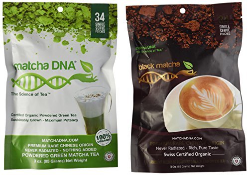 6 Oz Matcha DNA - USDA Certified Organic Matcha COMBO - 3 oz Green + 3 oz Black Matcha Tea