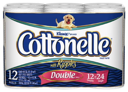 Cottonelle Toilet Paper, Double Roll, White (12 Rolls)