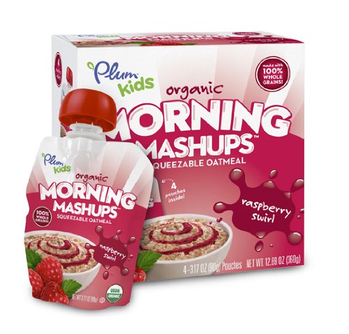 Plum Kids Organic Morning Mashups, Raspberry Swirl, 4-Count (Pack of 6)