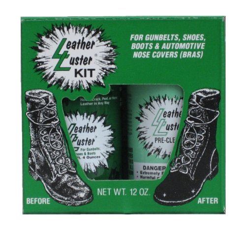 Leather Luster Kit Hi Gloss Patent Leather BLACK Finish for Gunbelts Shoes & Boots 12 oz