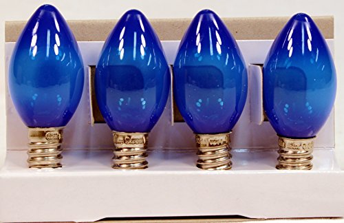 Creative Hobbies® Replacement Lamp C7 / 3 LED / 0.4W / LED Candelabra Base C7 Light Bulbs , Blue Opaque , 4 Bulb Value Pack