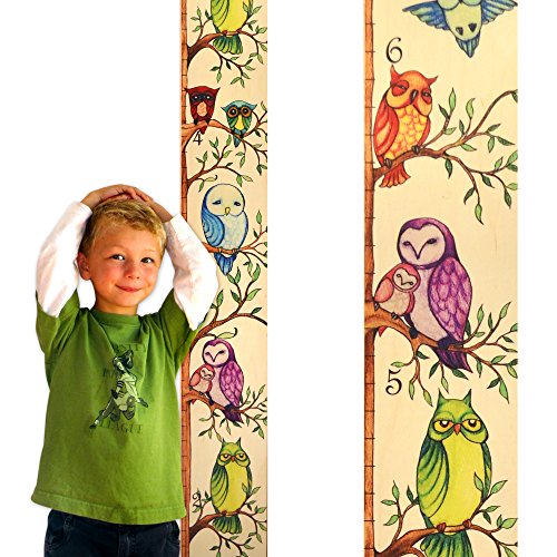 Owl Growth Chart | Wooden Height Chart for Kids, Boys & Girls by Growth Chart Art